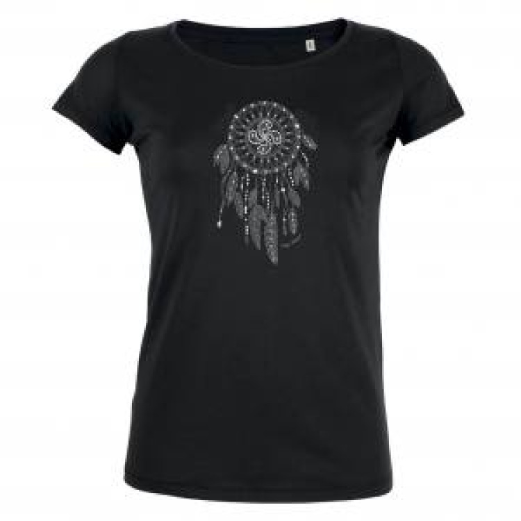 T-shirt femme Attrape-r&ecirc;ves Pays Basque + Strass Black M