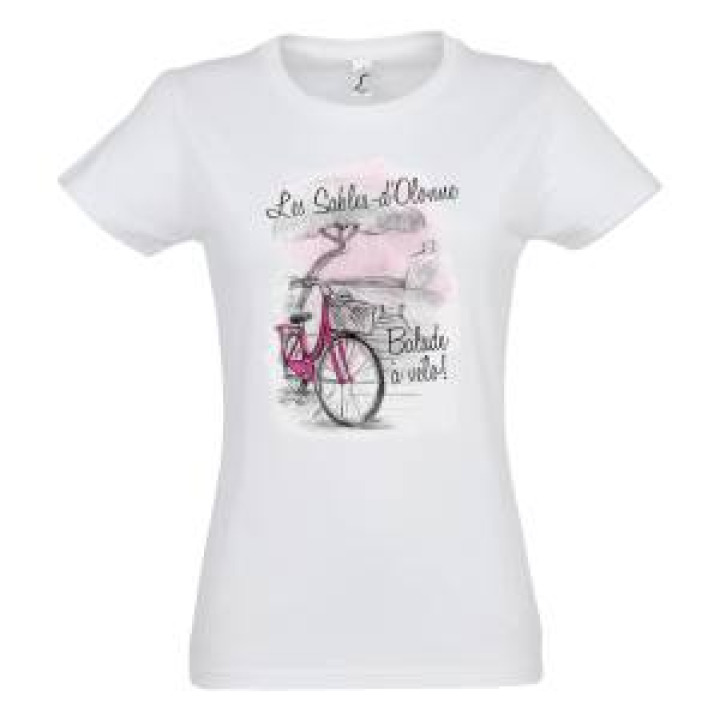 Tshirt femme Balade à Vélo les Sables dOlonne Blanc M