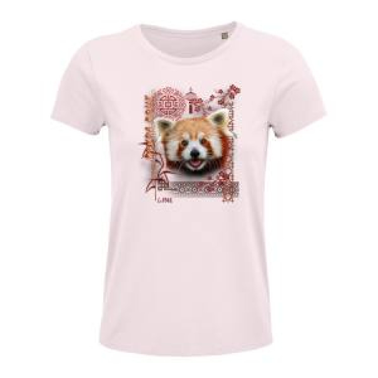T-shirt femme bio ajusté Panda Roux Intemporel le Pal Rose Pale S