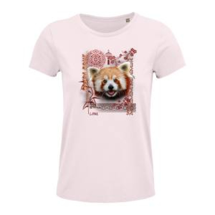 Tshirt femme bio ajusté Panda Roux Intemporel le Pal Rose Pale M