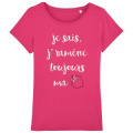 T-shirt femme bio Je Sais J 'Ramene Toujours Ma Fraise + transfert Paillette Fraise Raspberry S