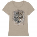 T-shirt femme bio Loup Native Tribes Cerza + transfert Col Cerza Mid Heather Blue S