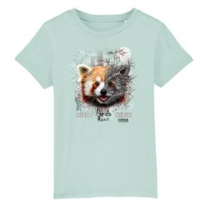 Tshirt femme bio Panda Roux Native Tribes Cerza  transfert Col Cerza Cotton pink S