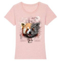 T-shirt femme bio Panda Roux Native Tribes + transfert Col Amn&eacute;ville Caribbean Blue S