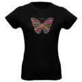 T-shirt femme bio Papillon + transfert Strass Black XS