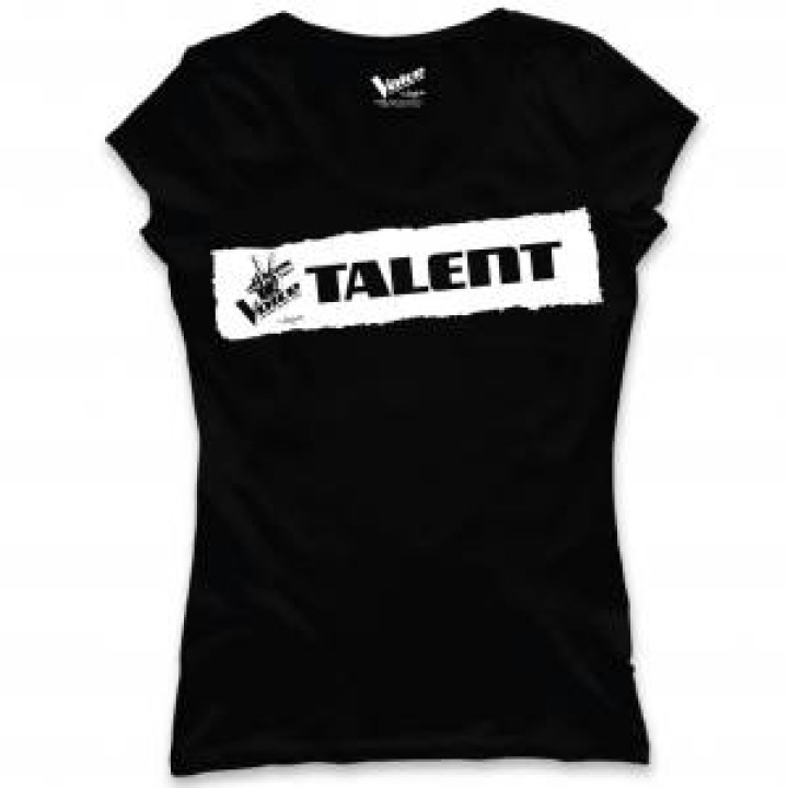 Tshirt femme bio The Voice Impression Blanche  transfert Col en Blanc Black S
