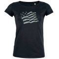T-shirt femme bio Transfert Paillette Argent Drapeau Bretagne Black XS