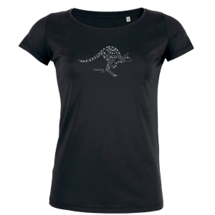 Tshirt femme bio Wallaby  Strass Zoo Corsica Black XS