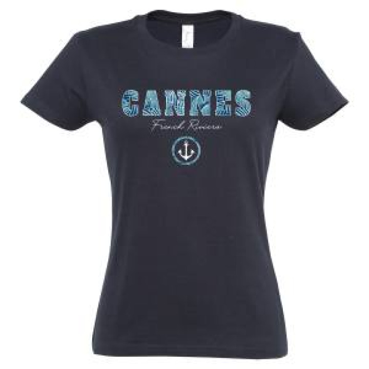 Tshirt femme Cannes French Riviera Ancre Fuschia S