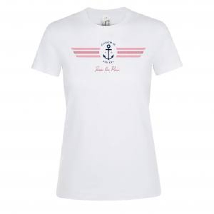 Tshirt femme Capitaine de Mon Âme Juan les Pins  Strass Blanc M