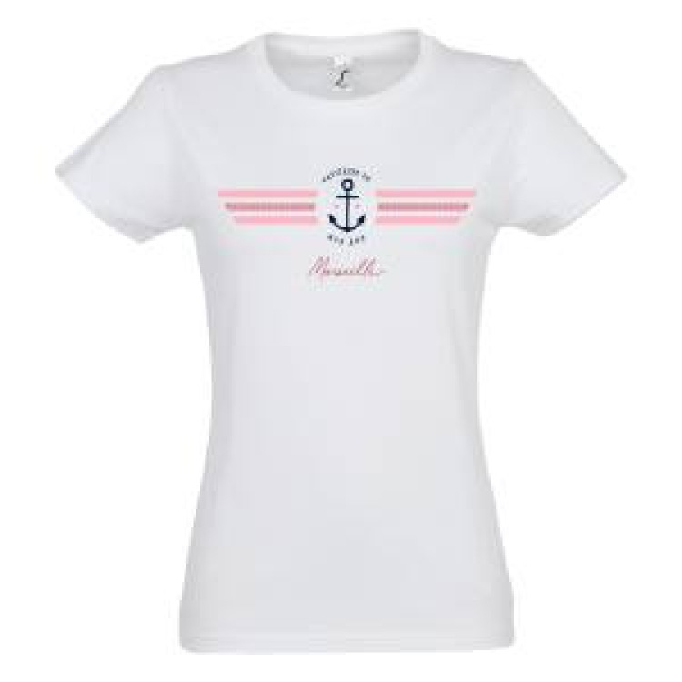T-shirt femme Capitaine de Mon Âme Marseille + Strass Blanc M