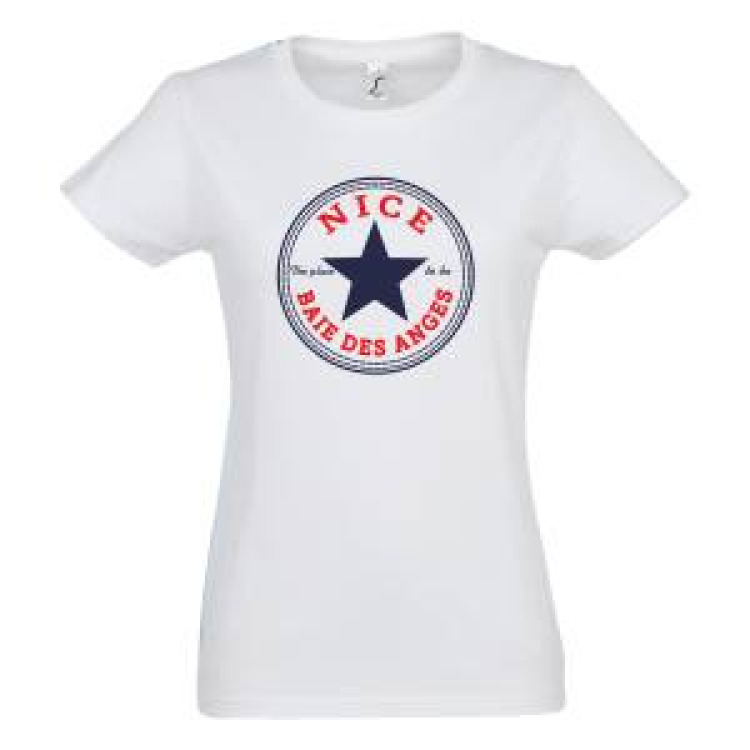 T-shirt femme Cercle Etoile Nice Baie des Anges Rose Orchidée XL