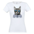 T-shirt femme Chat Lunettes Bidart Blanc S