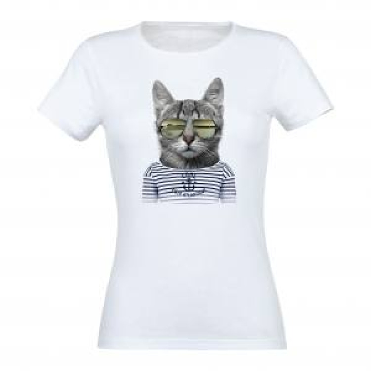 T-shirt femme Chat Lunettes Côte Atlantique Blanc S