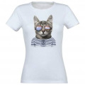 T-shirt femme Chat Lunettes Hendaye Blanc S