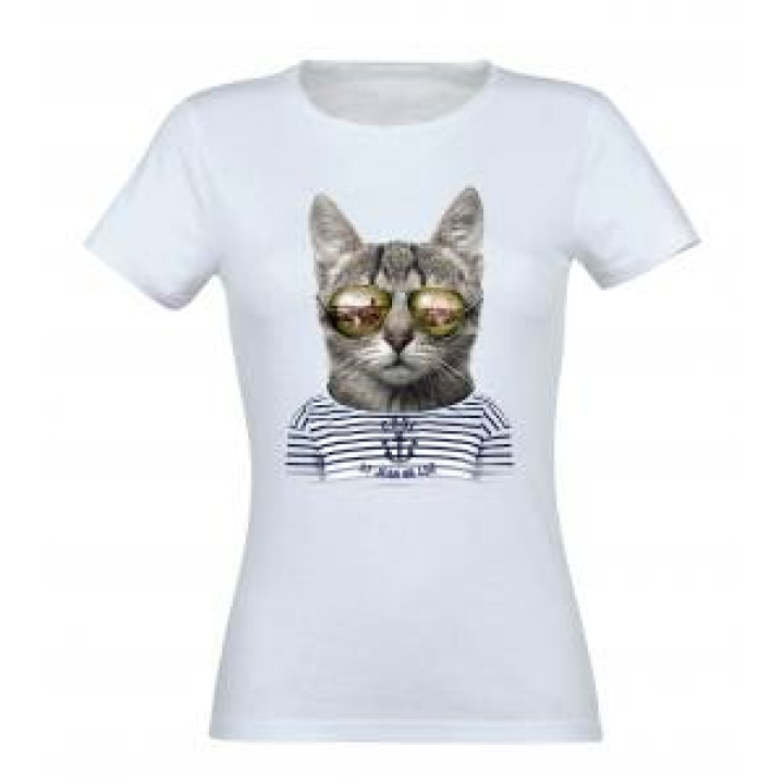 Tshirt femme Chat Lunettes Saint Jean de Luz Blanc M