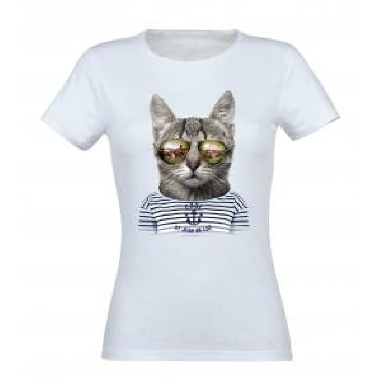 T-shirt femme Chat Lunettes Saint Jean de Luz Blanc M