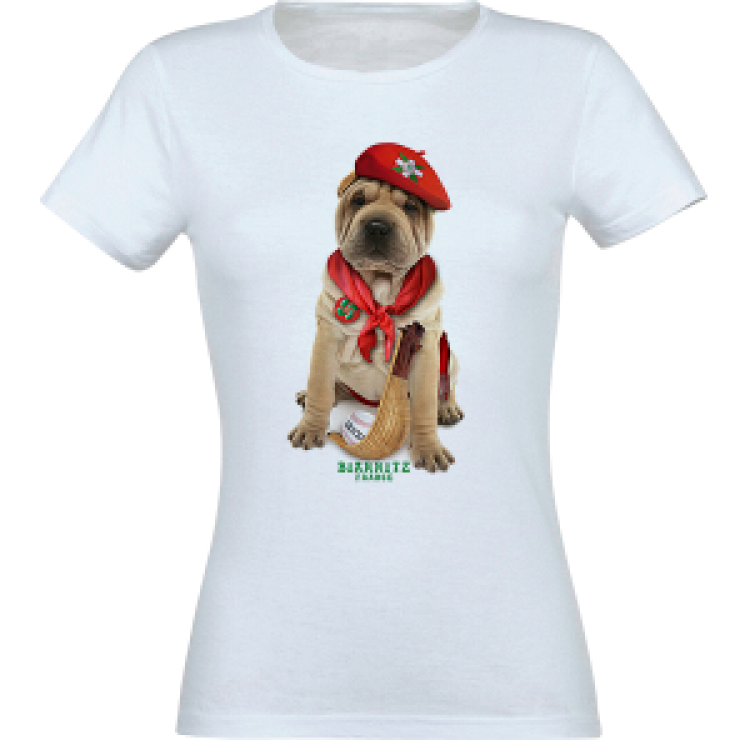 T-shirt femme Chien Basque Biarritz France Blanc S