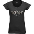 T-shirt femme col V 50 Nuances de Gris + transfert sous Col Gris Fonc&eacute; S