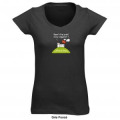 T-shirt femme col V Ch&acirc;teau de Falaise + transfert sous Col Gris Fonc&eacute; S