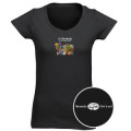 T-shirt femme col V Gougoule Earth + transfert sous Col Noir Profond S