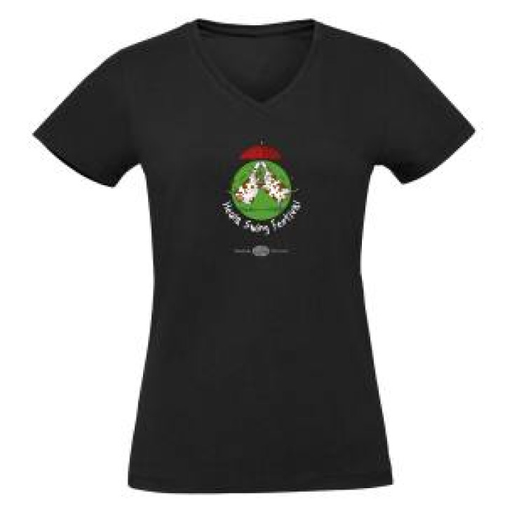 Tshirt femme col V Heula Swing Festival Noir Profond S