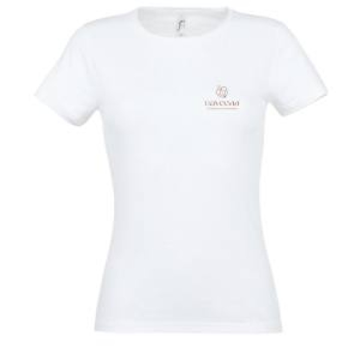 Tshirt femme col V Logo Daveenn Impression en Blanc sur Tshirt Noir et en Terracota sur Tshirt Blanc Blanc M