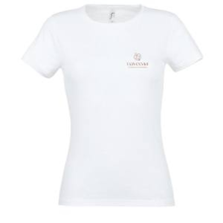T-shirt femme col V Logo Daveenn (Impression en Blanc sur T-shirt Noir et en Terracota sur T-shirt Blanc)) Blanc M