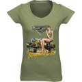T-shirt femme col V Memphis Belle Avion + Fille Kaki S