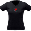 T-shirt femme col V P'tet Benk + transfert sous Col Noir Profond S