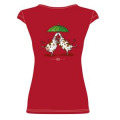 T-shirt femme col V Swing Festival Rouge L