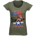 T-shirt femme col V Thanks To America Kaki S