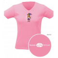T-shirt femme col V Vikinguette + transfert sous Col Rose Orchid&eacute;e S