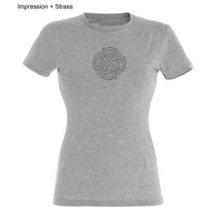 Tshirt femme Croix Basque  Strass Gris Chiné S