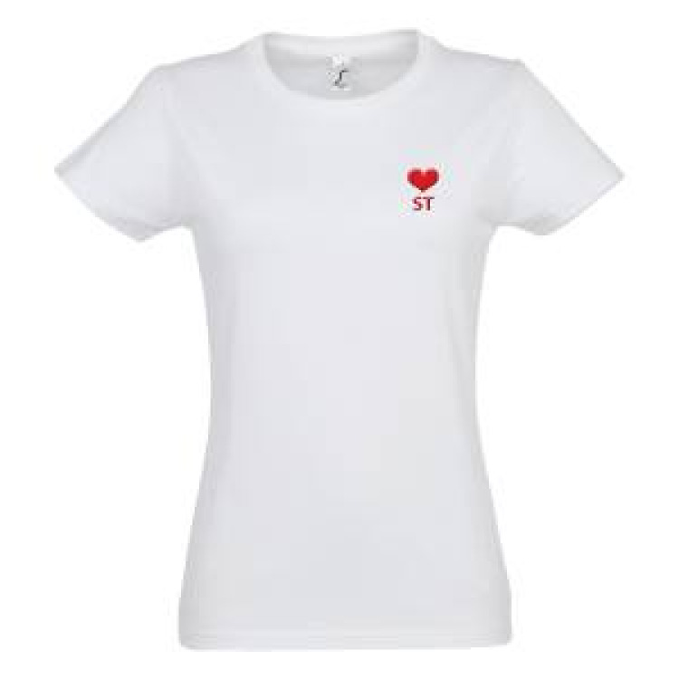 T-shirt femme E1331 Ref/ 25714 pocket Cœur Saint (En Rouge) Noir Profond XL