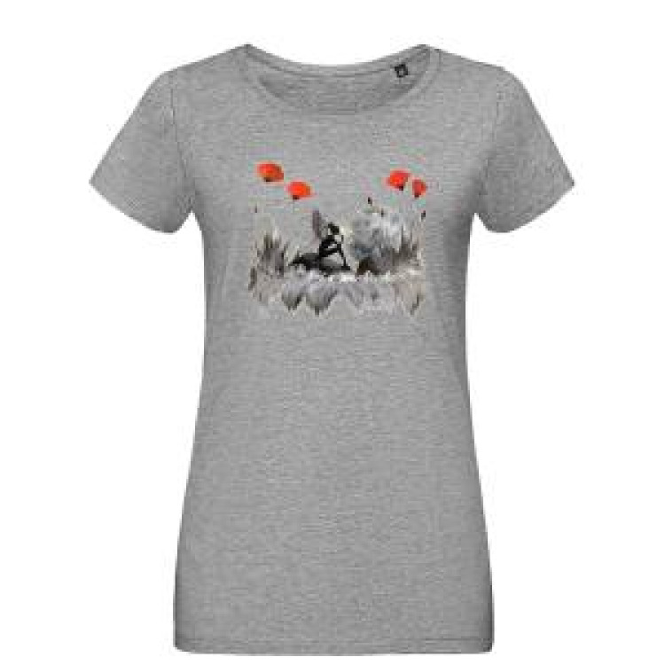 T-shirt femme F&eacute;e Coquelicots Lune Blanc L