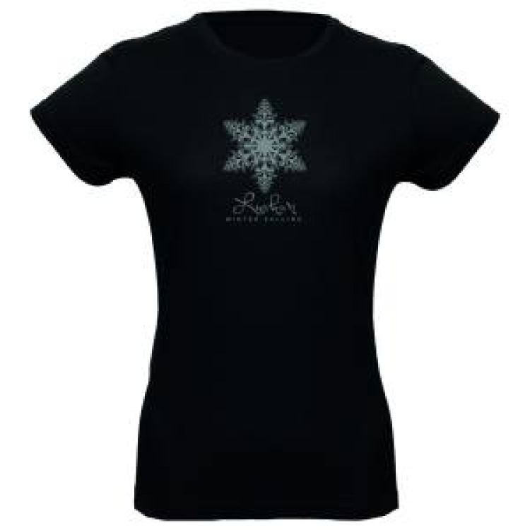 T-shirt femme Flocon de Neige Luchon + Strass Noir Profond S