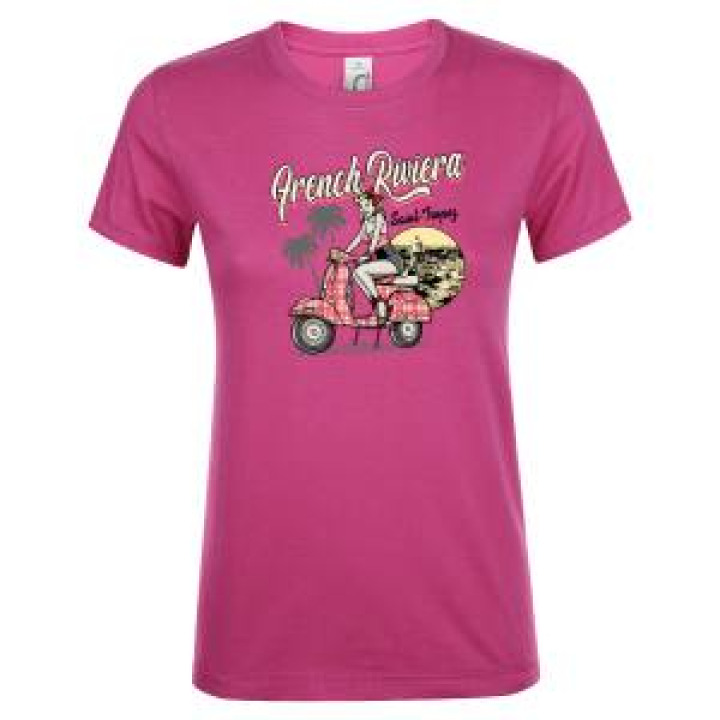 Tshirt femme French Riviera Saint Tropez Rose Orchidée S