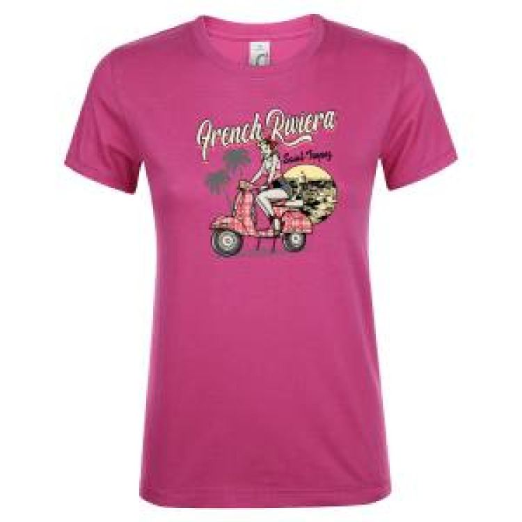 T-shirt femme French Riviera Saint Tropez Rose Orchidée S