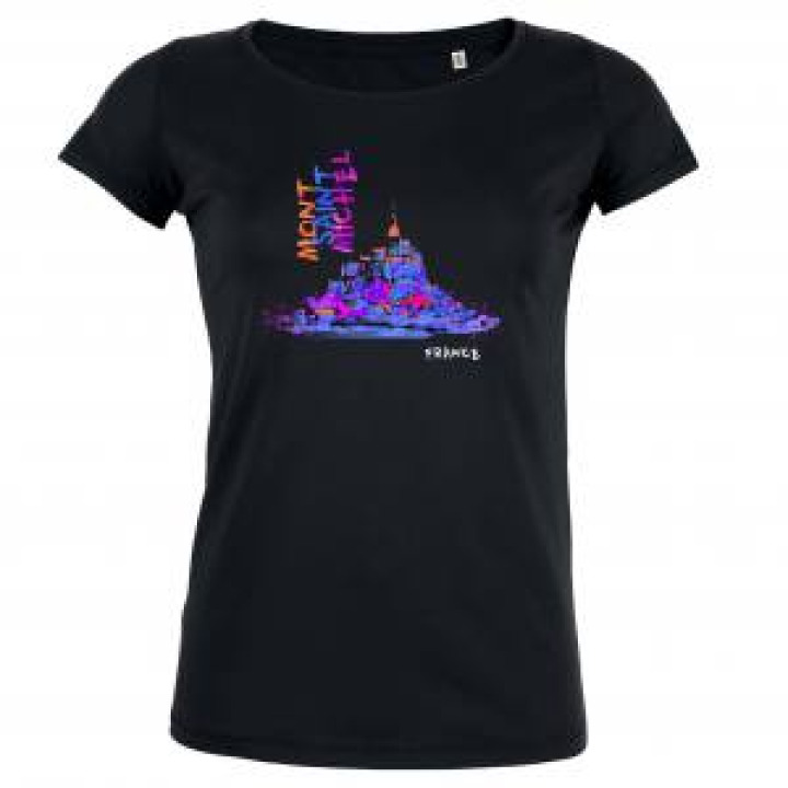 Tshirt femme Mont en Plusieurs Couleurs Mont Saint Michel Noir Profond S