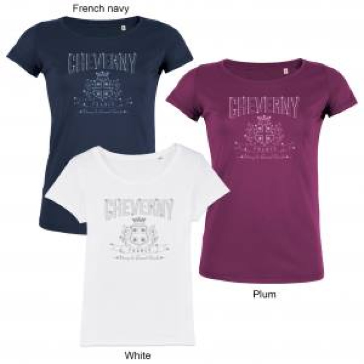 Tshirt femme premium bio Cheverny France  Strass French Navy S