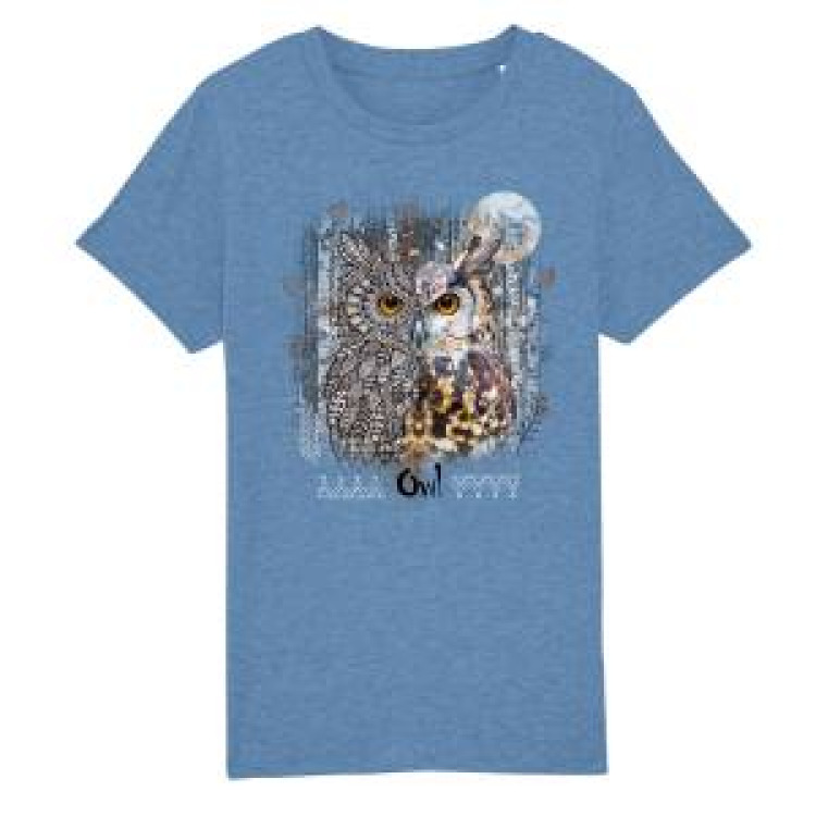 T-shirt femme premium bio Chouette Native Tribes Mid Heather Blue S