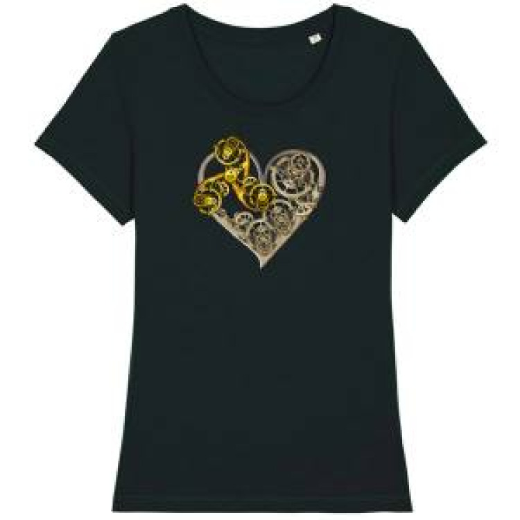 T-shirt femme premium bio C&oelig;ur M&eacute;tallique Black XS