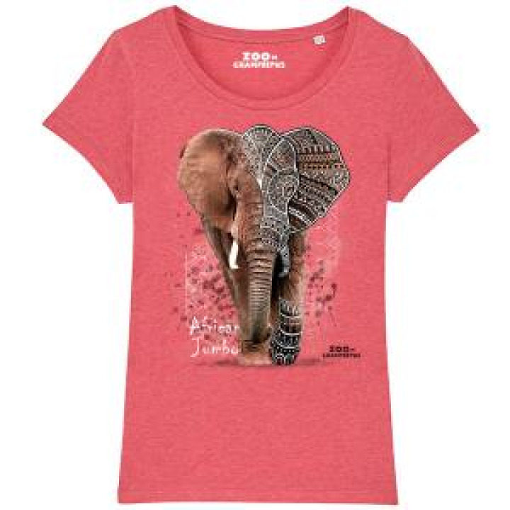 Tshirt femme premium bio Éléphant Tribes Zoo de Champrepus Heather Cranberry M