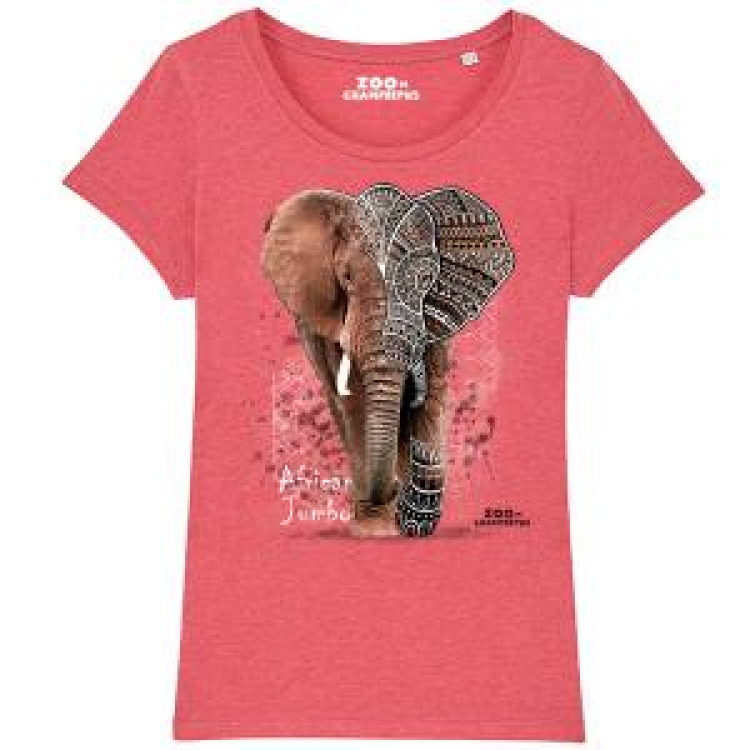 T-shirt femme premium bio Éléphant Tribes Zoo de Champrepus Heather Cranberry XXL