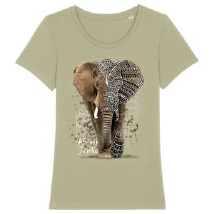 Tshirt femme premium bio Éléphant Tribes Sage M