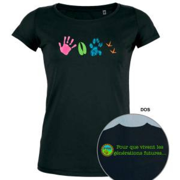 Tshirt femme premium bio Empreintes Couls pour Que Vivent les Générations Futures Black S
