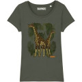 T-shirt femme premium bio Girafes Bioparc + transfert Col Bioparc Khaki XS