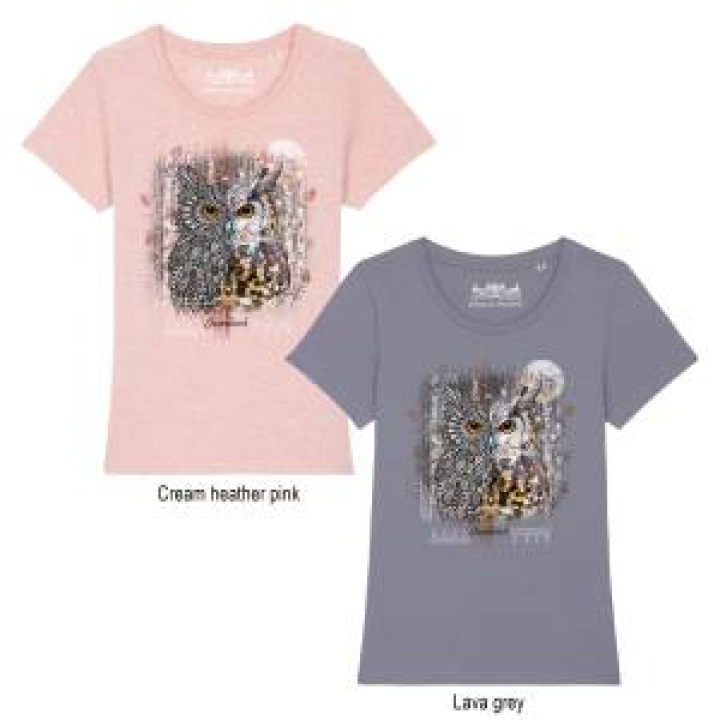 Tshirt femme premium bio Hibou Native Tribes Chambord  transfert Col Chambord Cream Heather Pink S