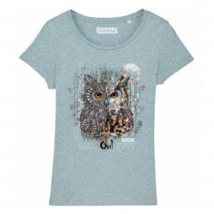 Tshirt femme premium bio Hibou Native Tribes Zooparc de Tregomeur Heather Ice Blue M